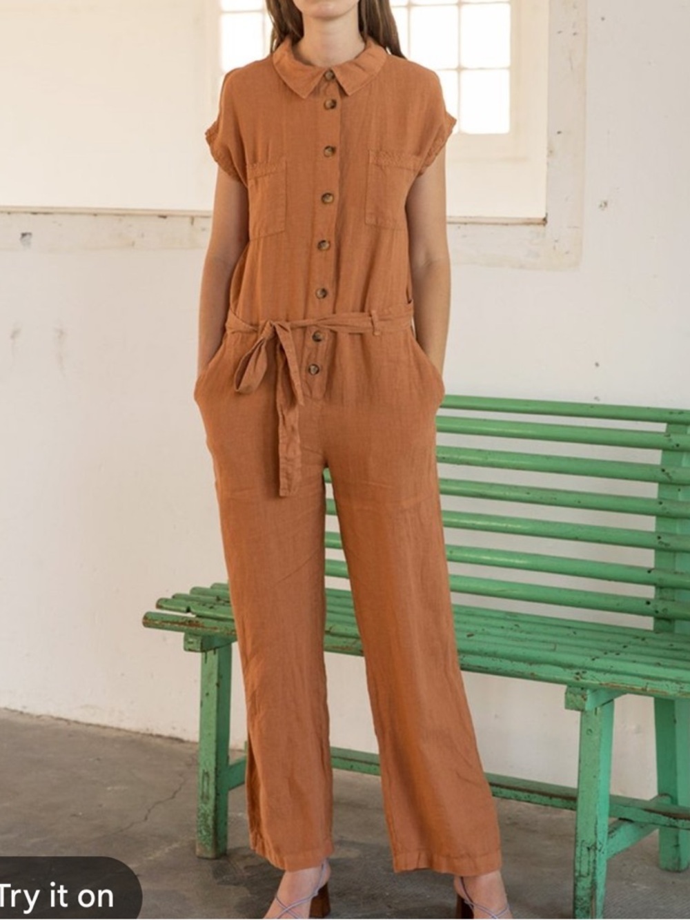 Sita Murt Linen Jumpsuit Size Medium